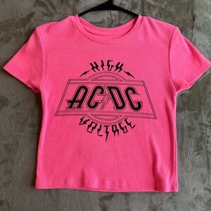 Pull & Bear Women’s Pink AC/DC Crop Top | Size M